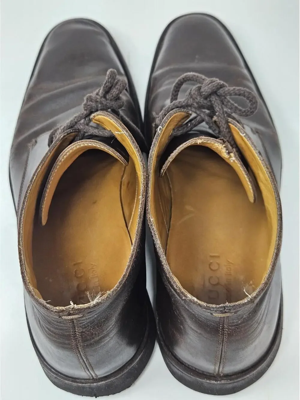 Gucci Men’s Brown Leather Chukka Boots Size 9 Made in Italy 161473 Vibram Soles